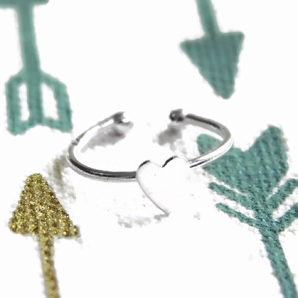 Cute 925 Sterling Silver Double Ball End Adjustable Heart Toe Midi Knuckle Ring - Picture 10 of 13